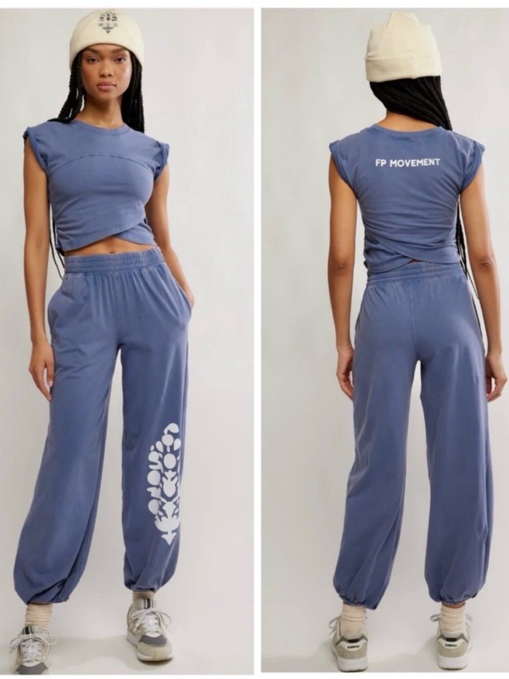 NWT Free People x FP Movement Hot Shot Logo Crossover Set in Blue Indigo